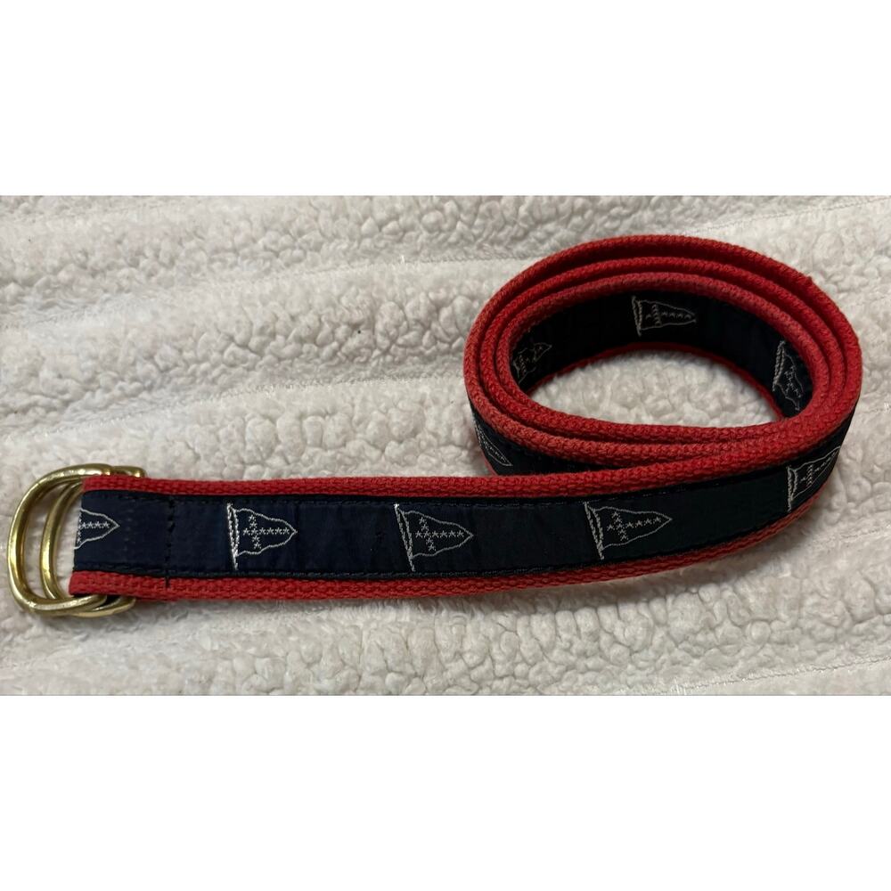 Essex leatherman blue red flag preppy fabrics belt size small 34-36 A-3